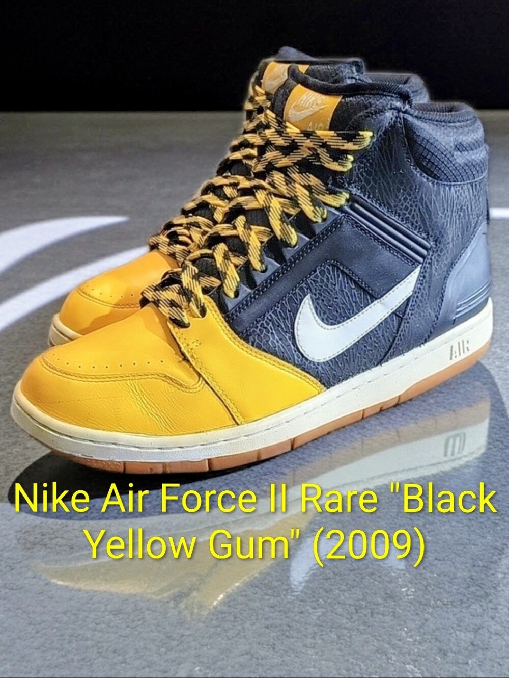 Nike Air Force II Rare "Black Yellow Gum" (2009) Mens 11.5 EUC